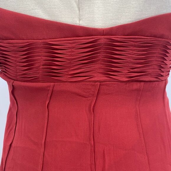 BCBGMaxAzria Womens Sleeveless Slinky Silk Halter Mini Dress Burnt Orange Size 2 - Picture 4 of 12